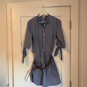 Michael Kors striped cotton poplin mini dress with tie sleeves